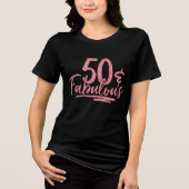 50と素晴らしいピンクグリッター50th誕生日スパークル トライブレンドTシャツ (正面)