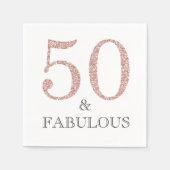 50と素晴らしいピンクグリッター50th誕生日パーティー スタンダードカクテルナプキン (正面)