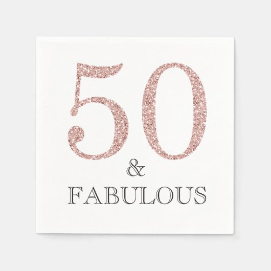 50と素晴らしいピンクグリッター50th誕生日パーティー スタンダードカクテルナプキン (正面)