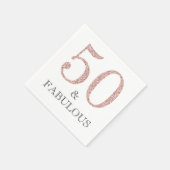 50と素晴らしいピンクグリッター50th誕生日パーティー スタンダードカクテルナプキン (角)
