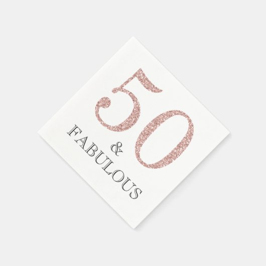 50と素晴らしいピンクグリッター50th誕生日パーティー スタンダードカクテルナプキン (角)