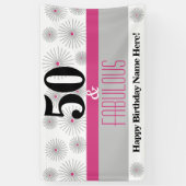 50と素晴らしいピンクグレーの誕生日パーティー 横断幕 (縦)