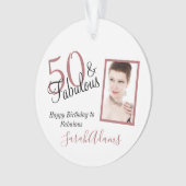 50と素晴らしいピンクシェード誕生日アクリル オーナメント (正面)