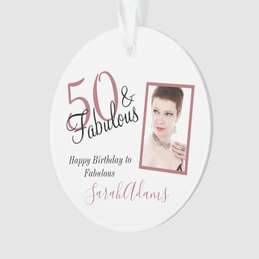 50と素晴らしいピンクシェード誕生日アクリル オーナメント (正面)