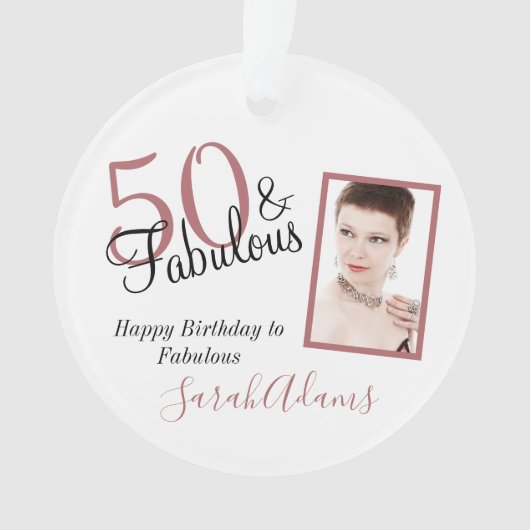 50と素晴らしいピンクシェード誕生日アクリル オーナメント (正面)