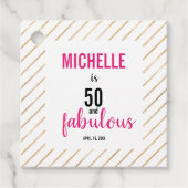 50と素晴らしいピンクハッピーバースデータイポグラフィシック フェイバータグ (正面)