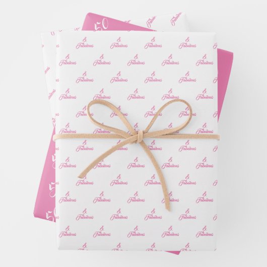 50と素晴らしいピンクパーソナライズされたの誕生日パーティーW ラッピングペーパーシート (インサイチュ)