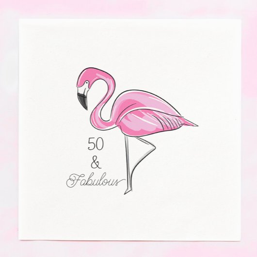 50と素晴らしいピンクフラミンゴ スタンダードカクテルナプキン