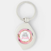 50と素晴らしいピンクブラックグラマラスモダンはっきりした キーホルダー (正面)