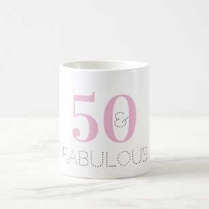 50と素晴らしいピンクブラックタイポグラフィ誕生日マグカップ コーヒーマグカップ