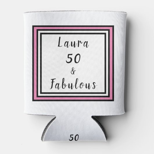 50と素晴らしいピンクブラックレイヤードスクエア 缶クーラー (正面)