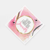 50と素晴らしいピンクブラック金ゴールドモダン誕生日 スタンダードランチョンナプキン (角)