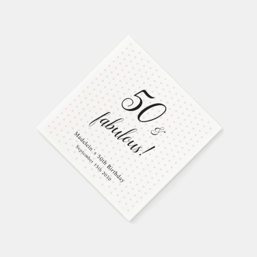 50と素晴らしいピンクブラック50誕生日 スタンダードカクテルナプキン (角)