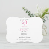 50と素晴らしいピンクマーメイドかわいいカラフル誕生日 招待状 (スタンド正面)