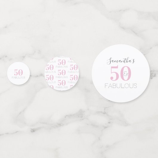 50と素晴らしいピンクモダンの誕生日パーティー コンフェッティ (裏面)