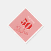 50と素晴らしいピンクモダンレッド50誕生日 スタンダードカクテルナプキン (角)