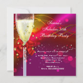 50と素晴らしいピンクレッド金ゴールドブラック誕生日パーティー 招待状 (裏面)