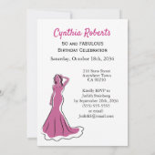 50と素晴らしいピンク誕生日招待状 招待状 (裏面)