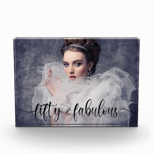 50と素晴らしいピンク50誕生日ギフト フォトブロック (正面)