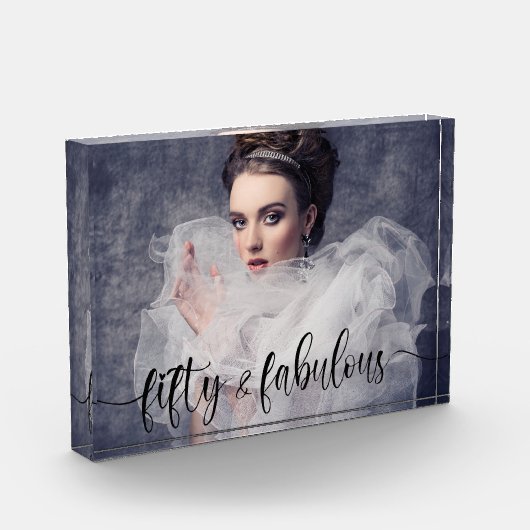 50と素晴らしいピンク50誕生日ギフト フォトブロック (左)