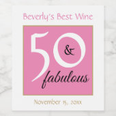 50と素晴らしいピンク50誕生日ワ最高のイ ワインラベル (シングルラベル)