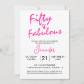 50と素晴らしいピンク50誕生日 招待状 (正面)