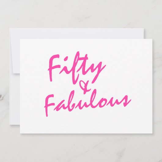 50と素晴らしいピンク50誕生日 招待状 (裏面)