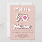 50と素晴らしいピンク50誕生日Groovy Invitati 招待状 (正面)