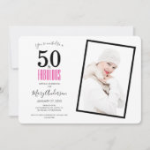 50と素晴らしいピンク50th誕生日パーティー 招待状 (正面)