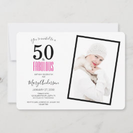 50と素晴らしいピンク50th誕生日パーティー 招待状