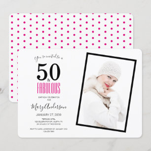 50と素晴らしいピンク50th誕生日パーティー 招待状