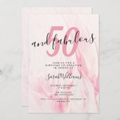 50と素晴らしいピンク50th誕生日パーティー 招待状 (正面/裏面)