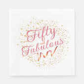 50と素晴らしいピンク、金ゴールドスパークルパーティーナプキン スタンダードランチョンナプキン (正面)