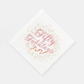 50と素晴らしいピンク、金ゴールドスパークルパーティーナプキン スタンダードランチョンナプキン (角)