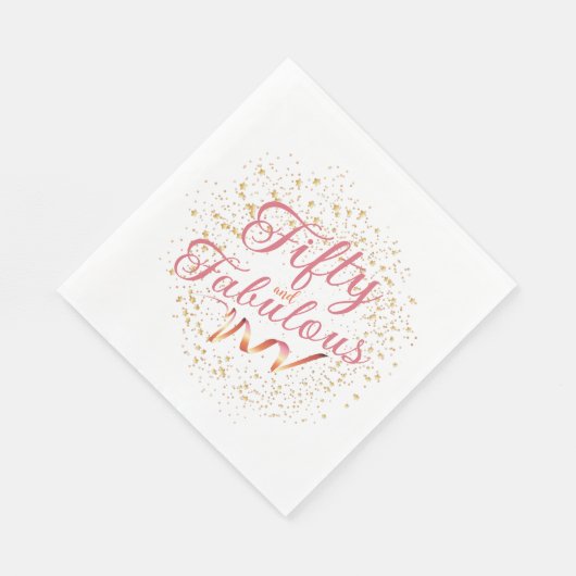 50と素晴らしいピンク、金ゴールドスパークルパーティーナプキン スタンダードランチョンナプキン (角)