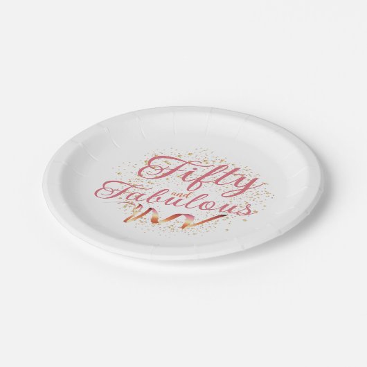 50と素晴らしいピンク、金ゴールドスパークル紙プレート ペーパープレート (アングル)