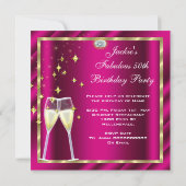 50と素晴らしいファンタスティックピンクイエロー金ゴールド誕生日 招待状 (裏面)