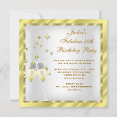 50と素晴らしいファンタスティックホワイトイエロー金ゴールド誕生日 招待状 (裏面)