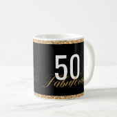 50と素晴らしいフェイクグリッター誕生日 コーヒーマグカップ (正面右)