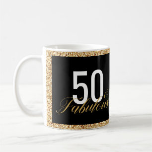 50と素晴らしいフェイクグリッター誕生日 コーヒーマグカップ