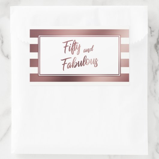 50と素晴らしいフェイクバラ金ゴールドと白ストライプ色 長方形シール (バッグ)