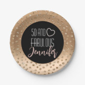 50と素晴らしいフェミニン金ゴールドブスタイリッシュラック赤面 ペーパープレート (正面)