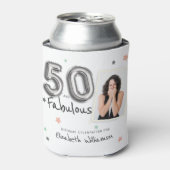 50と素晴らしいフォイルのバルーンスターフォト誕生日 缶クーラー (缶正面)