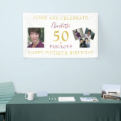50と素晴らしいフォトコラージュ50th誕生日バナー 横断幕 (トレードショー)