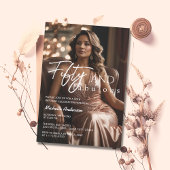 50と素晴らしいフォトバラ金ゴールド50誕生日 招待状