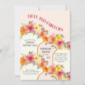 50と素晴らしいフローラアーチ50誕生日 招待状 (正面)