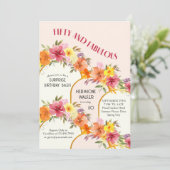 50と素晴らしいフローラアーチ50誕生日 招待状 (スタンド正面)