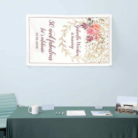 50と素晴らしいフローラピンクマルサラグリッター 横断幕 (トレードショー)