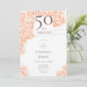 50と素晴らしいフローラピンクローズブラウン縦 招待状 (スタンド正面)