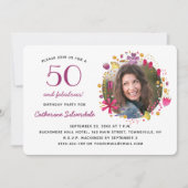 50と素晴らしいフローラフォトバースデーパーティー 招待状 (正面)